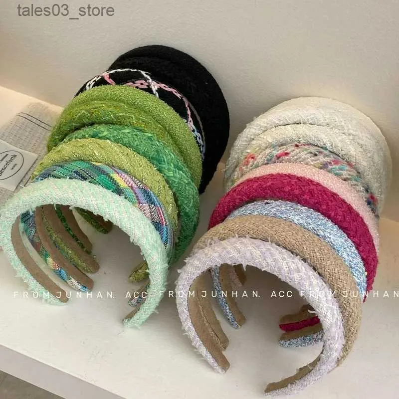 Headwear Hair Accessories vintage small fragrant wind headband sweet French girl headhoop tweed braided hairpin pressed hair accessories autumn Q231204