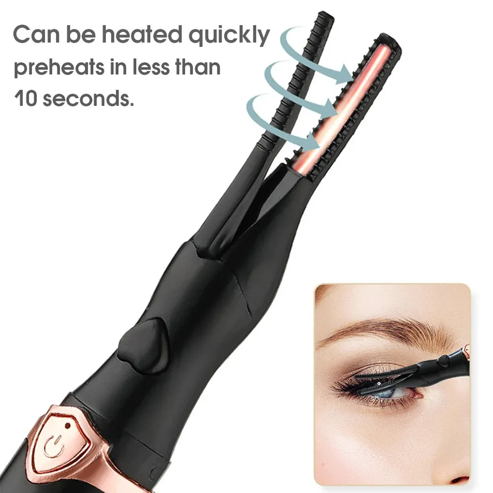 Ögonfrans curler elektrisk uppvärmd ögonfrans curler USB laddningsbara ögonfransar curler snabb uppvärmning naturlig curler långvarig makeup 231204