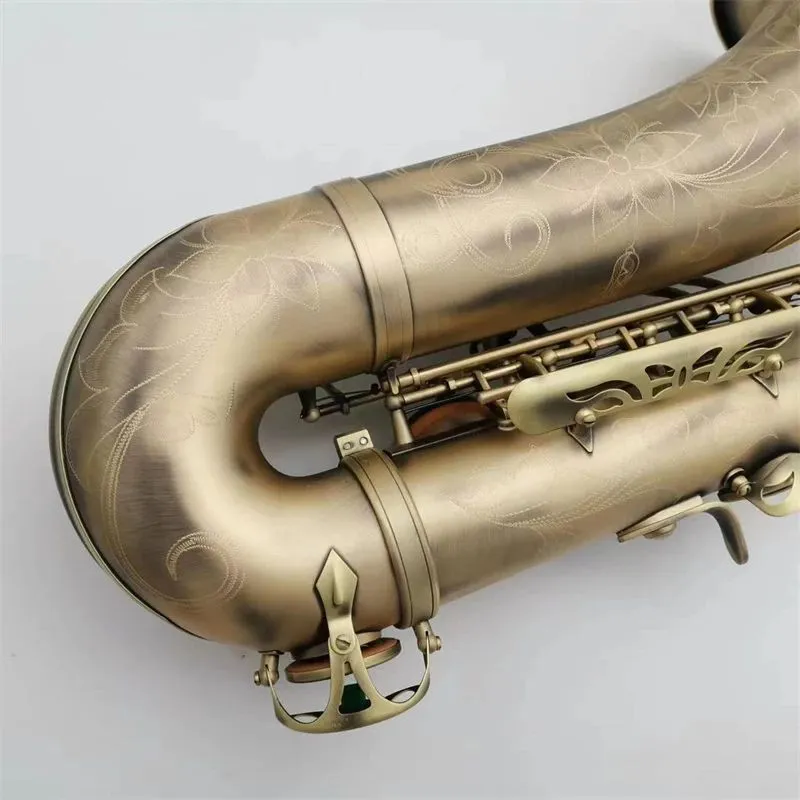 Saxofone tenor profissional, saxofone tenor dourado com estojo, boquilha de pescoço 111