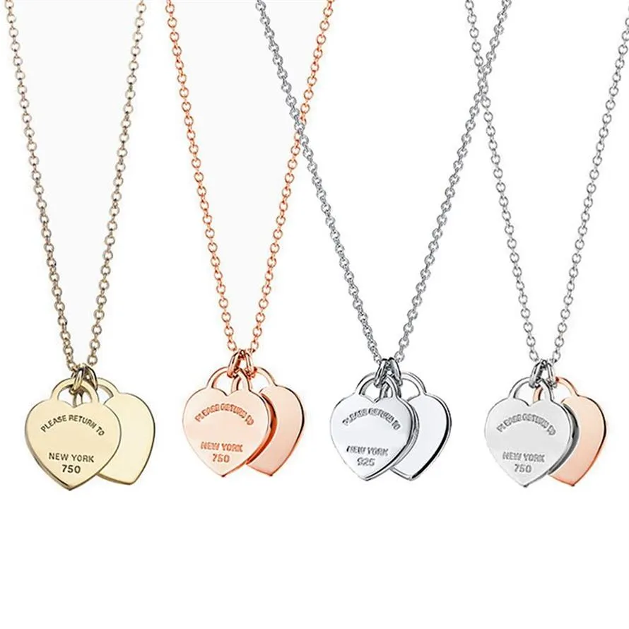 NIEUWE Mode 100% 925 Sterling Zilveren Ketting Hanger Hart Kralen Link Chain Rose Gold Design Kettingen Voor Vrouwen Luxe Sieraden O253p