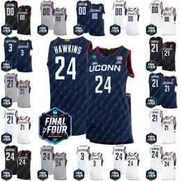 CUSTOM 2023 Final Four UConn Huskies Basketball Jersey 24 Hawkins Adama Sanogo Joey Calcaterra Donovan Clingan Paige Bueckers Andre Jackson