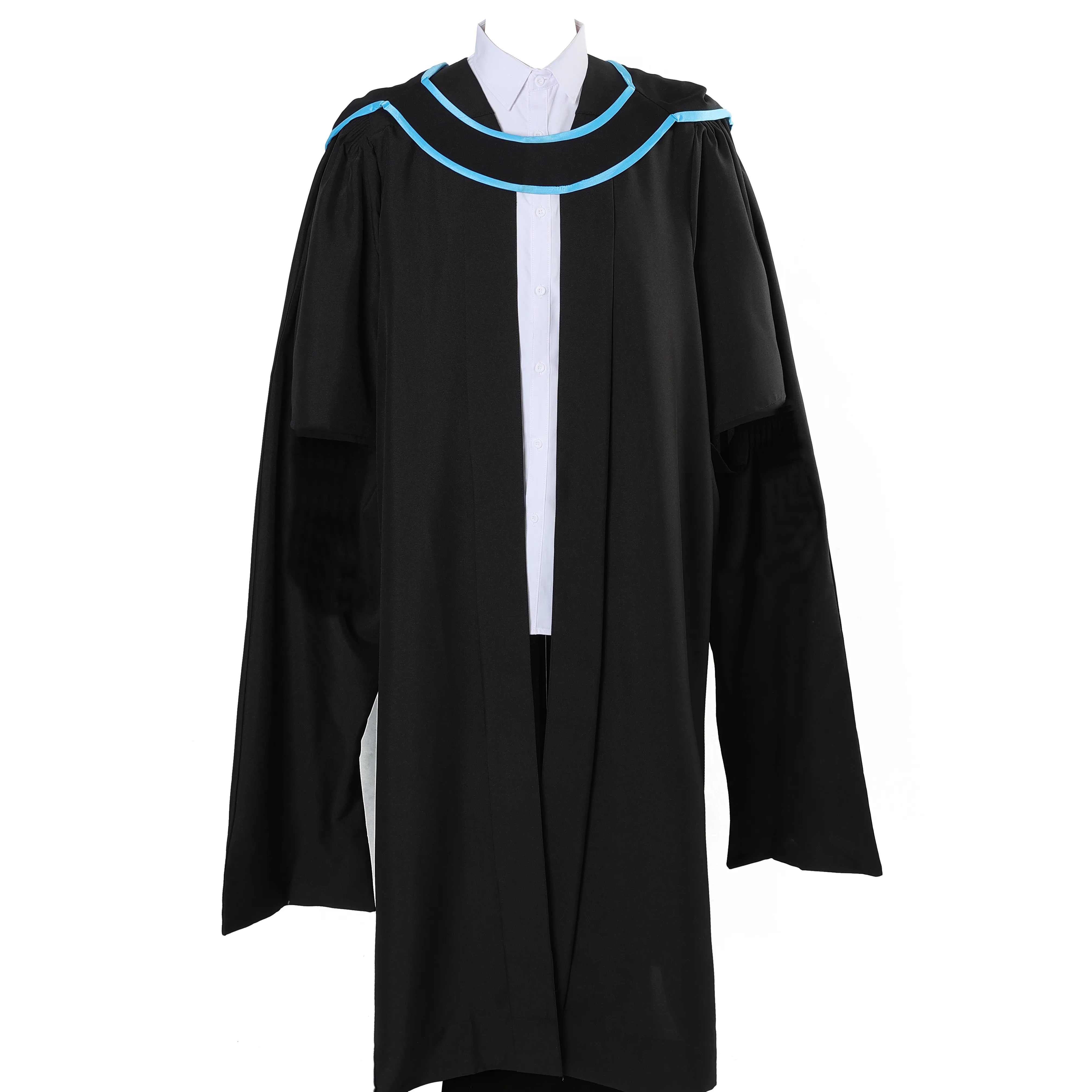 Vestido de graduación de licenciatura de estilo británico, maestro universitario de alta calidad personalizado al por mayor