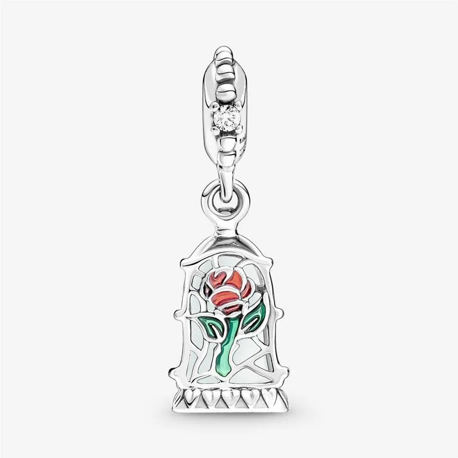 100% 925 Sterling Silver Enchanted Rose Dangle Charm Fit Original European Charms Bracelet Mode Femmes Mariage Fiançailles Jewelr293i