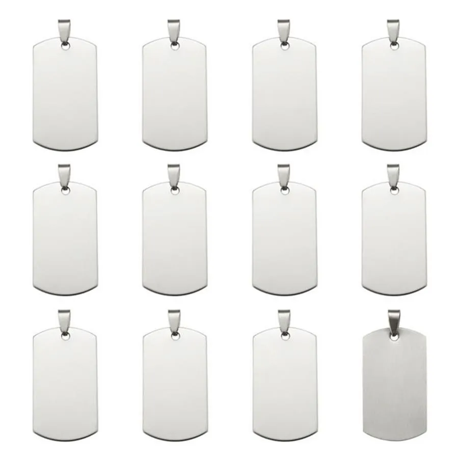 50 stuks 201 roestvrij staal rechthoek blanco stempeltag hangers met klik op borgtocht F80 benodigdheden voor doe-het-zelf sieraden ketting maken 211285P