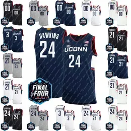 2023 Final Four Uconn Huskies Basketball Jersey 24 Hawkins Adama Sanogo Joey Calcaterra Donovan Clingan Paige Bueckers Andre Jackson