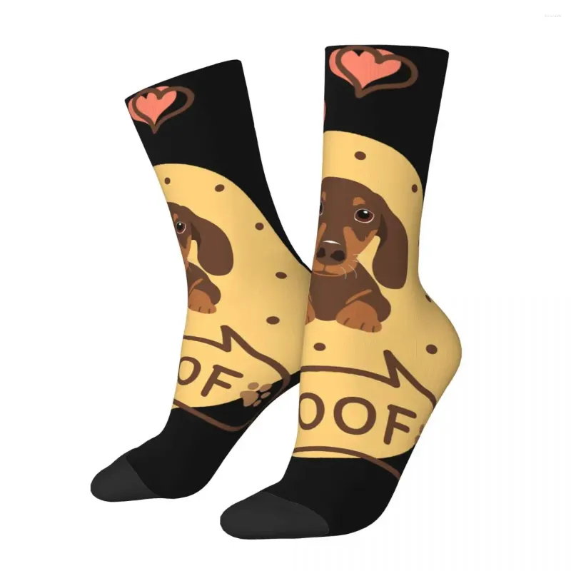 Chaussettes pour hommes Hip Hop Vintage amour chocolat teckel fou unisexe saucisse chien Harajuku motif imprimé équipage chaussette garçons cadeau