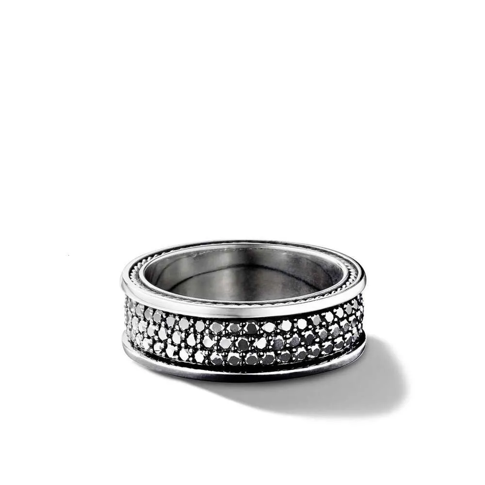 L'articolo singolo più venduto di DY a tre file di diamanti, nuovo anello in argento puro semplice e popolare, gioielli con anelli intarsiati per piccoli gruppi