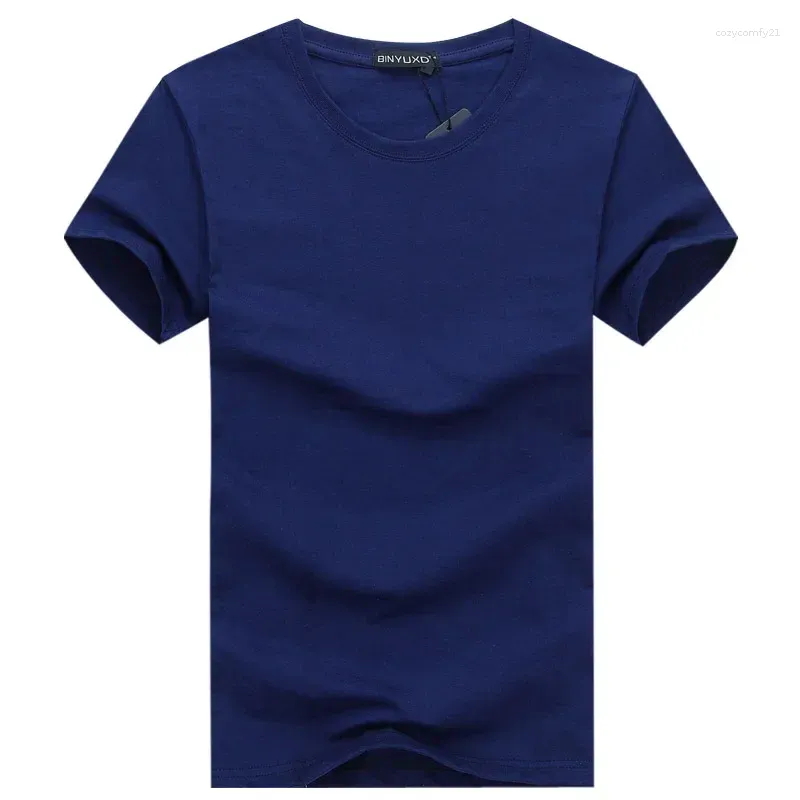 Erkekler A2821 Basit Yaratıcı Tasarım Çizgisi Düz Renk Pamuklu Tişörtler Varış Stili Kısa Kollu Erkekler T-Shirt Plus Boyut