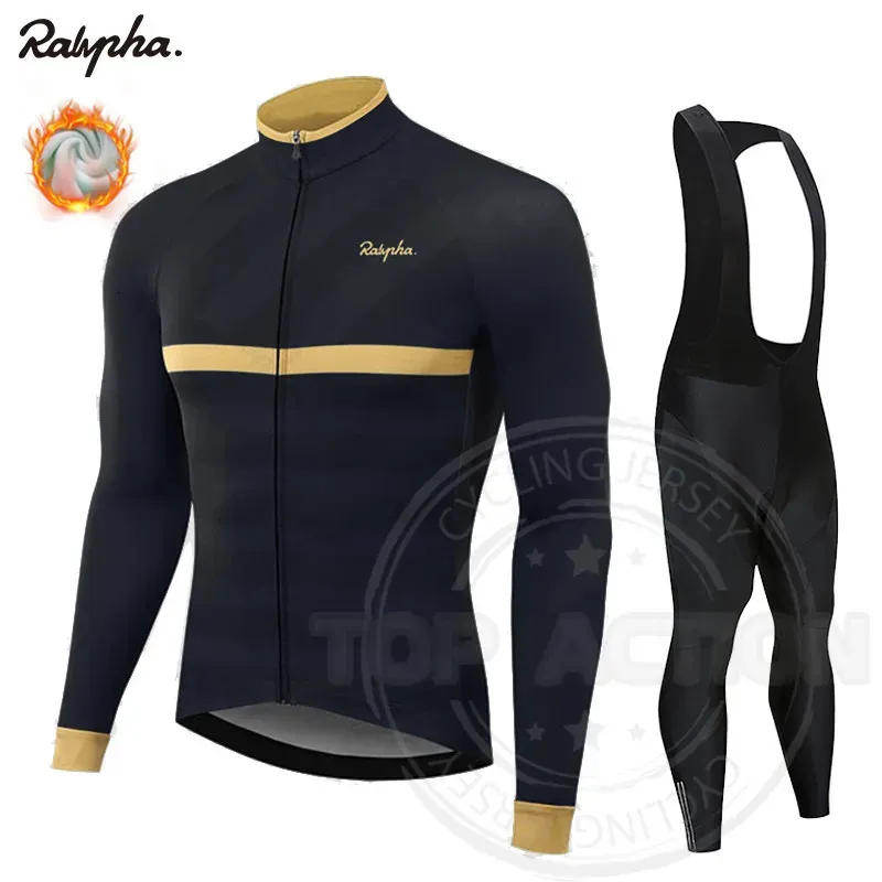 Conjuntos de camisa de ciclismo 2024 inverno conjunto de lã térmica roupas de ciclismo masculino raphaful jersey terno esporte equitação bicicleta roupas bib calças conjunto quente 231204