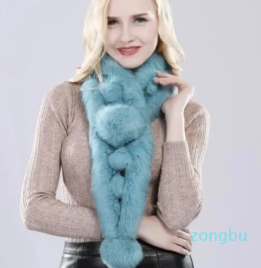 Scarves Winter Lady Knit Real Fur Women Quality Natural Warm Genuine Scarf Wholesale Retail