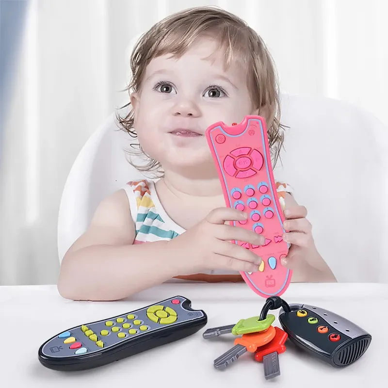 Toy Telefones Musik Mobiltelefon TV Fernbedienung Autos Key Baby Frühes Bildungsspielzeug Elektrische Zahlen Englisch Lernspielzeug Geschenk für geboren 231204