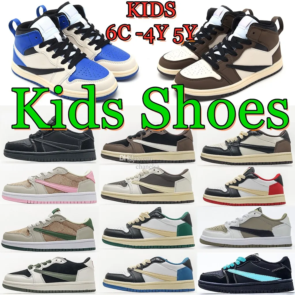 Jumpman 1s kids shoes toddler Trainers Sneakers Golf Olive Black Phantom Reverse Mocha boys girls baby infant Preschool children shoe 6C 4Y 5Y