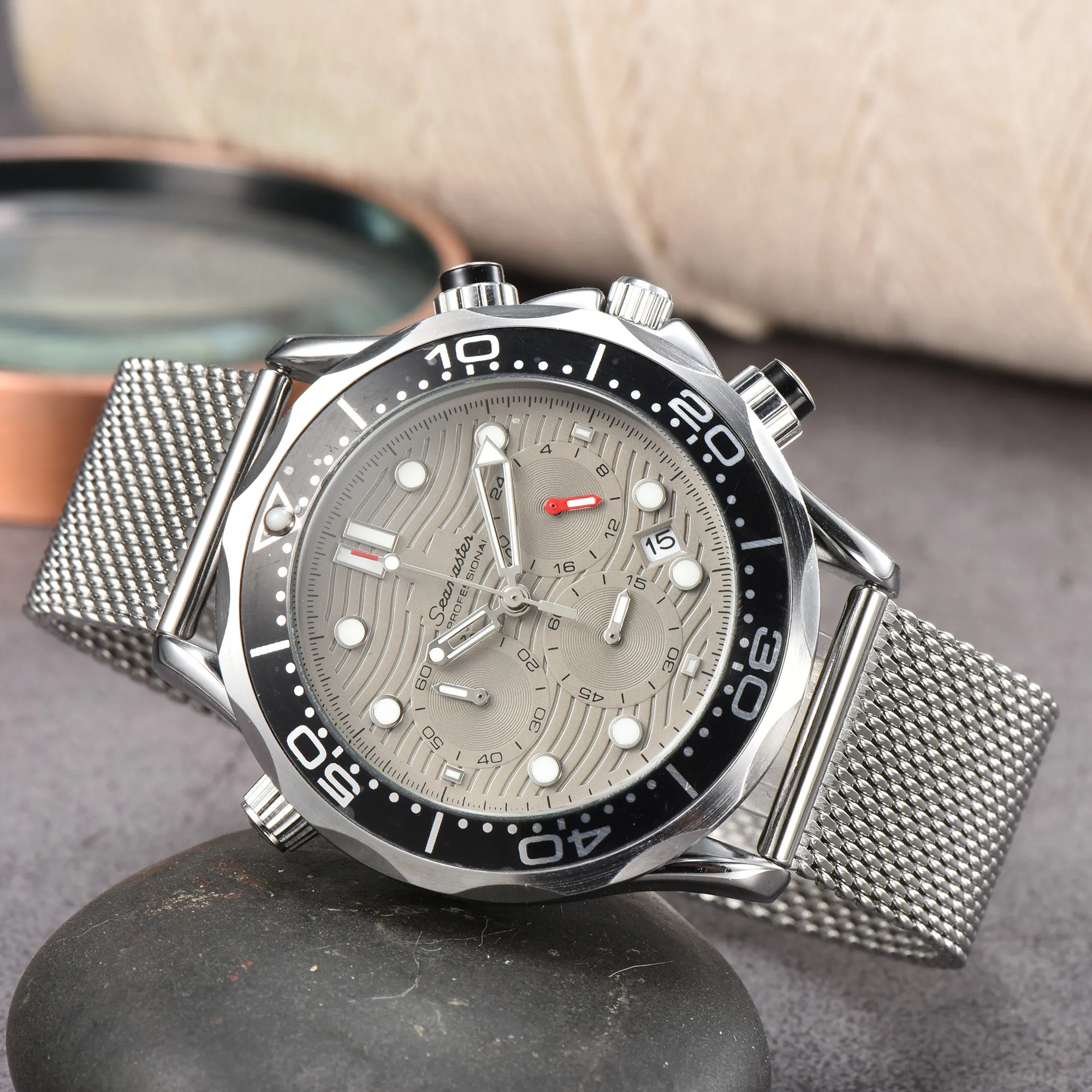 2023 2024 Nieuw merk origineel zakelijk heren omegas horloges klassieke ronde kast quartz horloge horloge klok herenhorloge roestvrijstalen horlogeband herenhorloges ome-a2