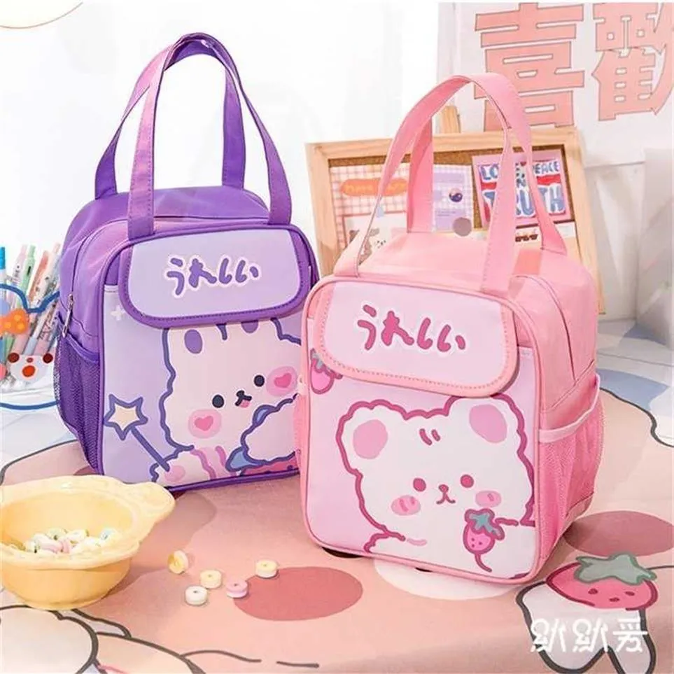 Kawaii almoço saco feminino bonito urso piquenique viagem térmica caixa de café da manhã meninas escola criança conveniente tote sacos de comida 118 211102278r