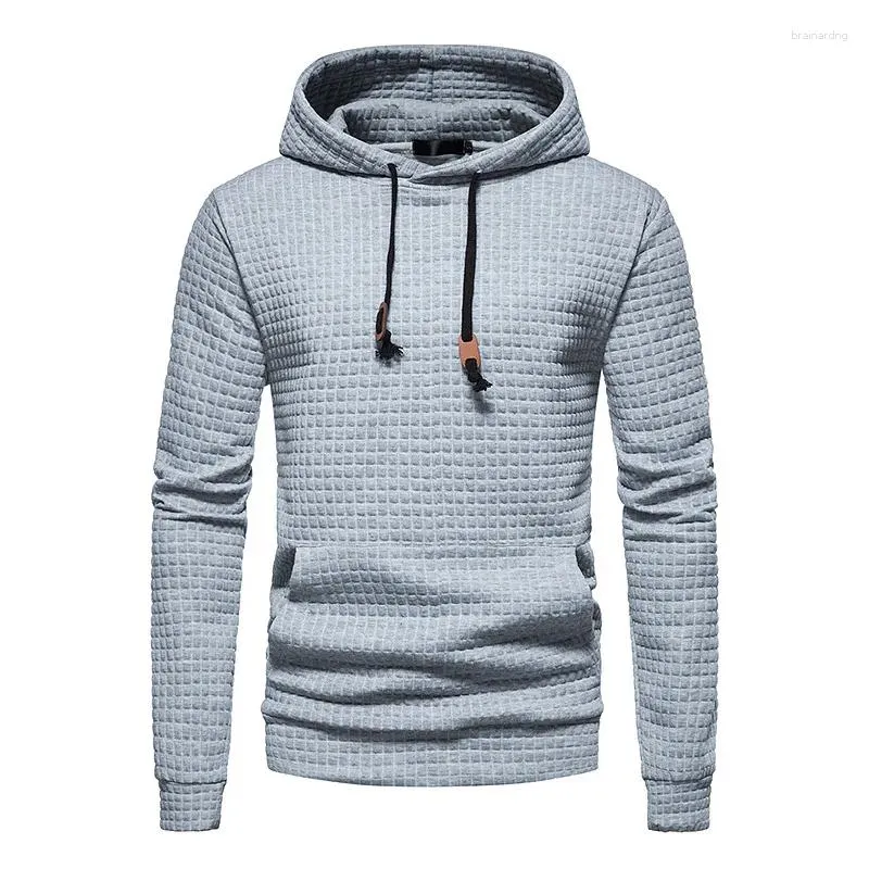 Sweat à capuche pour hommes, sweat-shirt à capuche en tissu de coton matelassé à carreaux, à la mode, ajouré, Streetwear, printemps automne