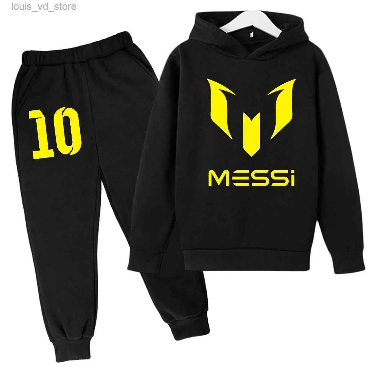 Bekleidungssets Argentinischer Fußball-Superstar Messi Nr. 10 Kindermode Hoodie Lange Hosen Set Kinderbekleidung Frühling und Herbst SportsWE T231204