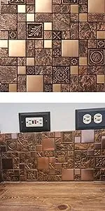 copper vintage style backsplash metal ceramic mosaic