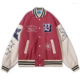 Men's Jackets Hip Hop Baseball Jacket Coat Men Letter B Embroidery Leather Sleeve Varsity Bomber Biker Punk Vintage Fashion College