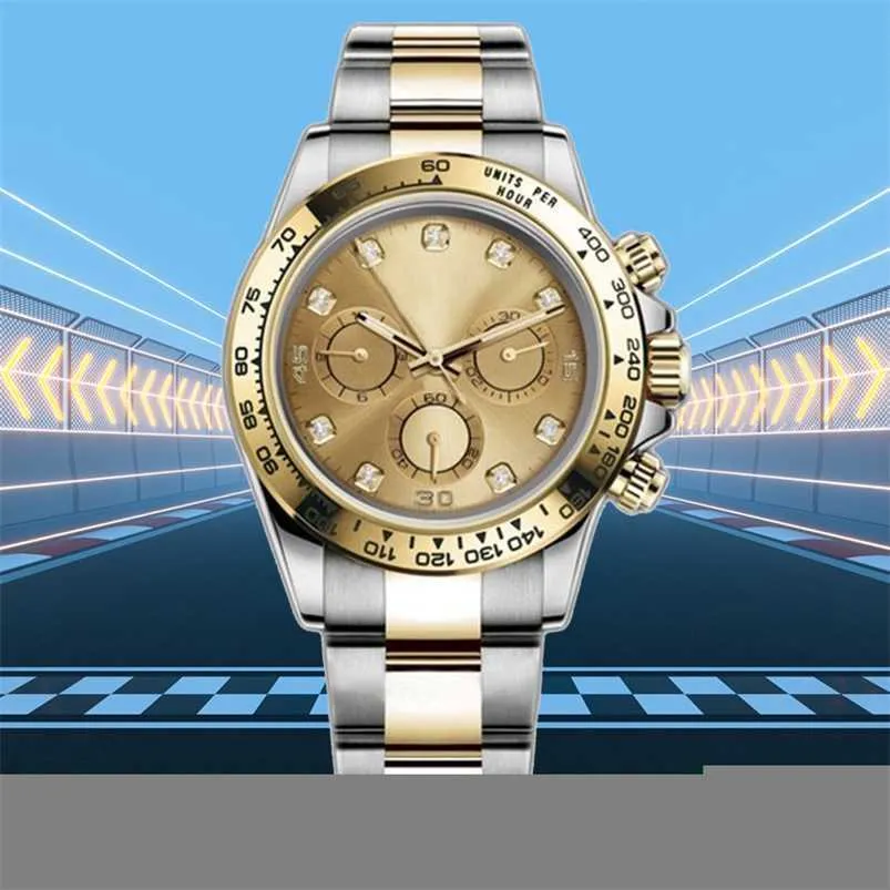 Funções Clean Factory Dayton Watch 4130 Movimento de Quartzo Safira Movimento Mecânico 40mm Dial Top Quality Homem Movimento de Ouro AAA Relógios Moda Completa Hombre Reloj