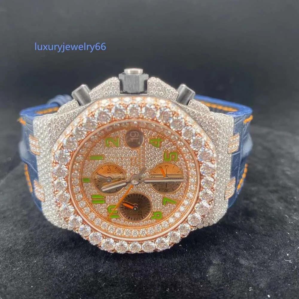 Nya smycken Vackra bussdown VVS handinställning Hip Hop Men Moissanite Iced Out Diamond Watches