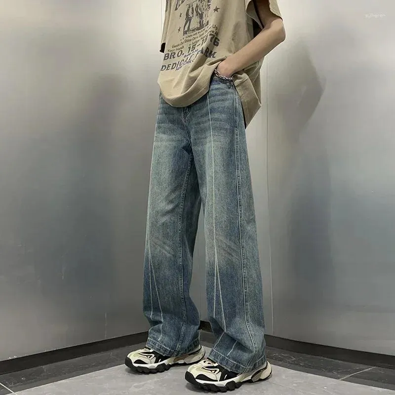 Jeans da uomo 2023 High Street Demin pantaloni lunghi larghi pantaloni stile Hip Hop gamba larga Y18