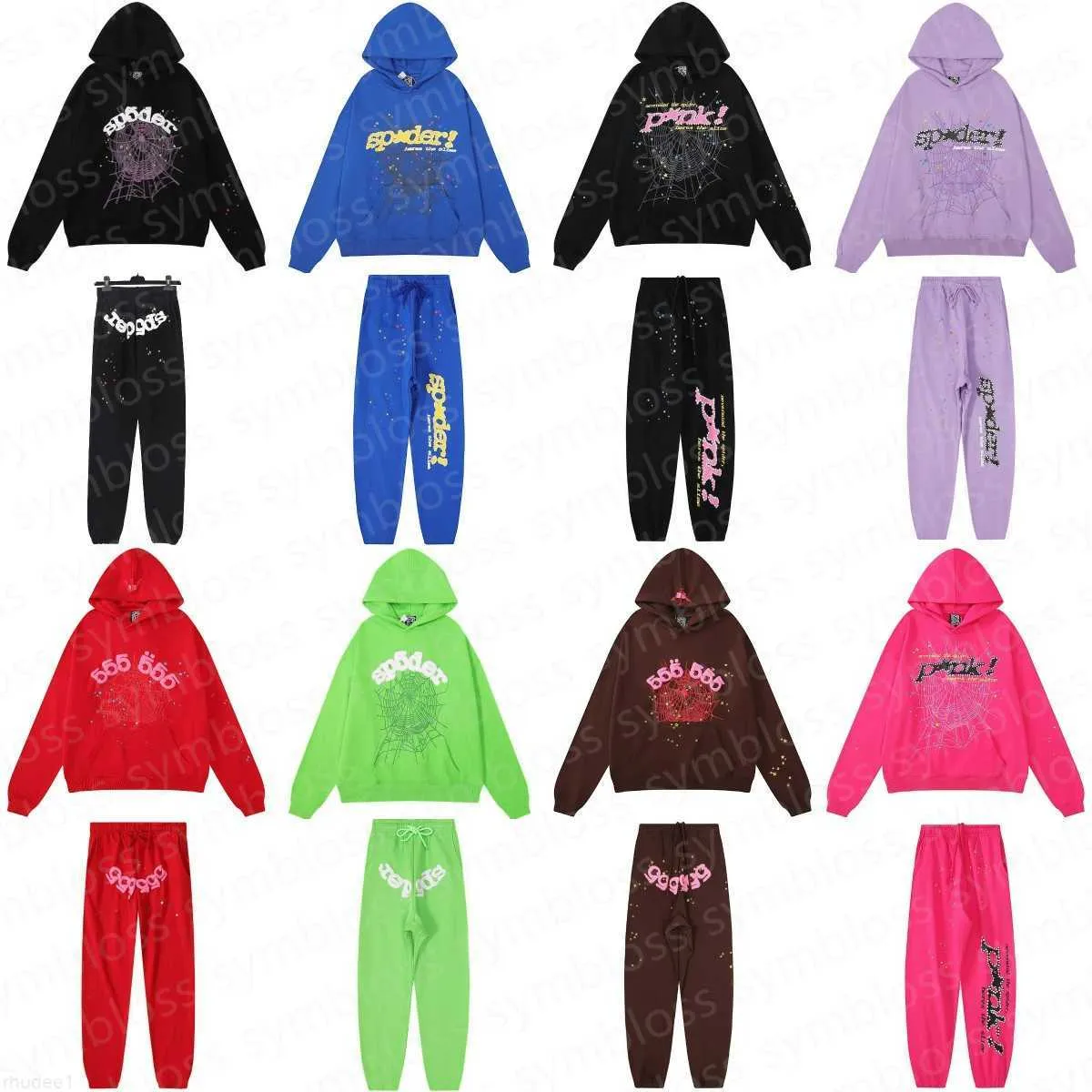 Spider Hoodie Mens Womens Pink Tracksuits 555555 Web Jacket Sweatshirt Spider 555 Young Thug Sp5der Streetwear Set IOA1