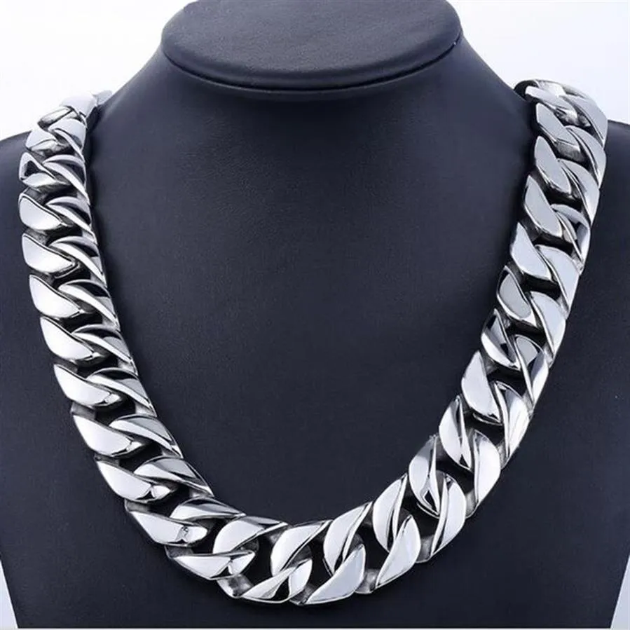 24 mm mężczyzn Silver Curb Cuban Link Okrągły naszyjnik Super ciężki grube punk rockowy Hiphop Kobiety złoto 316L Rower nierdzewna łańcuch rowerowy