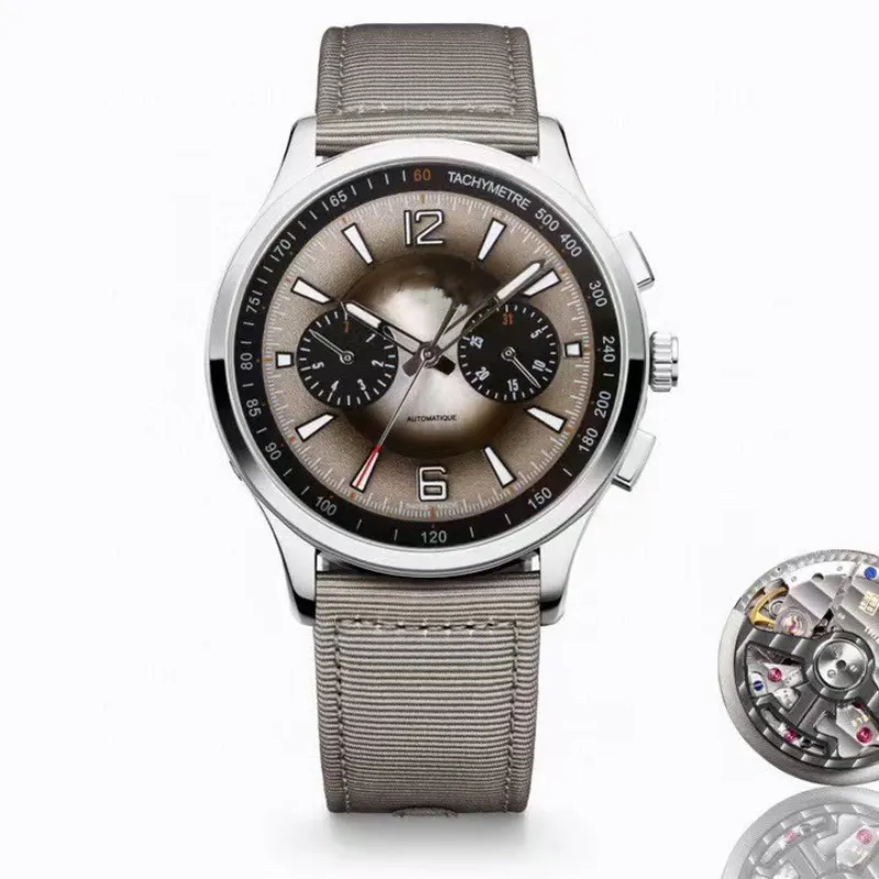 Northstar Montre de luxe pour homme avec calendrier jour et jour de haute qualité, bouton poussoir supérieur droit, réglage du jour de la semaine, calendrier réglable en bas à droite