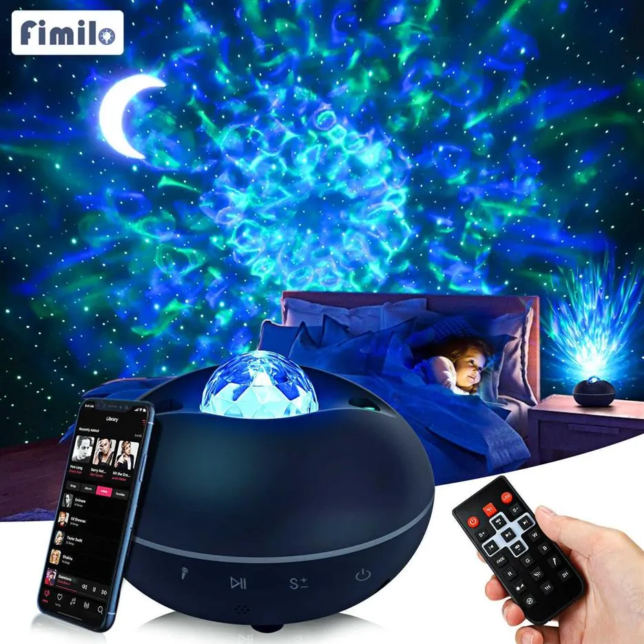 Galaxy Light Projector do pokoju Bluetooth Star Project Rotating Starry Lights Space Lampa Galactic Wave LED Stars Sky Projector H09287O