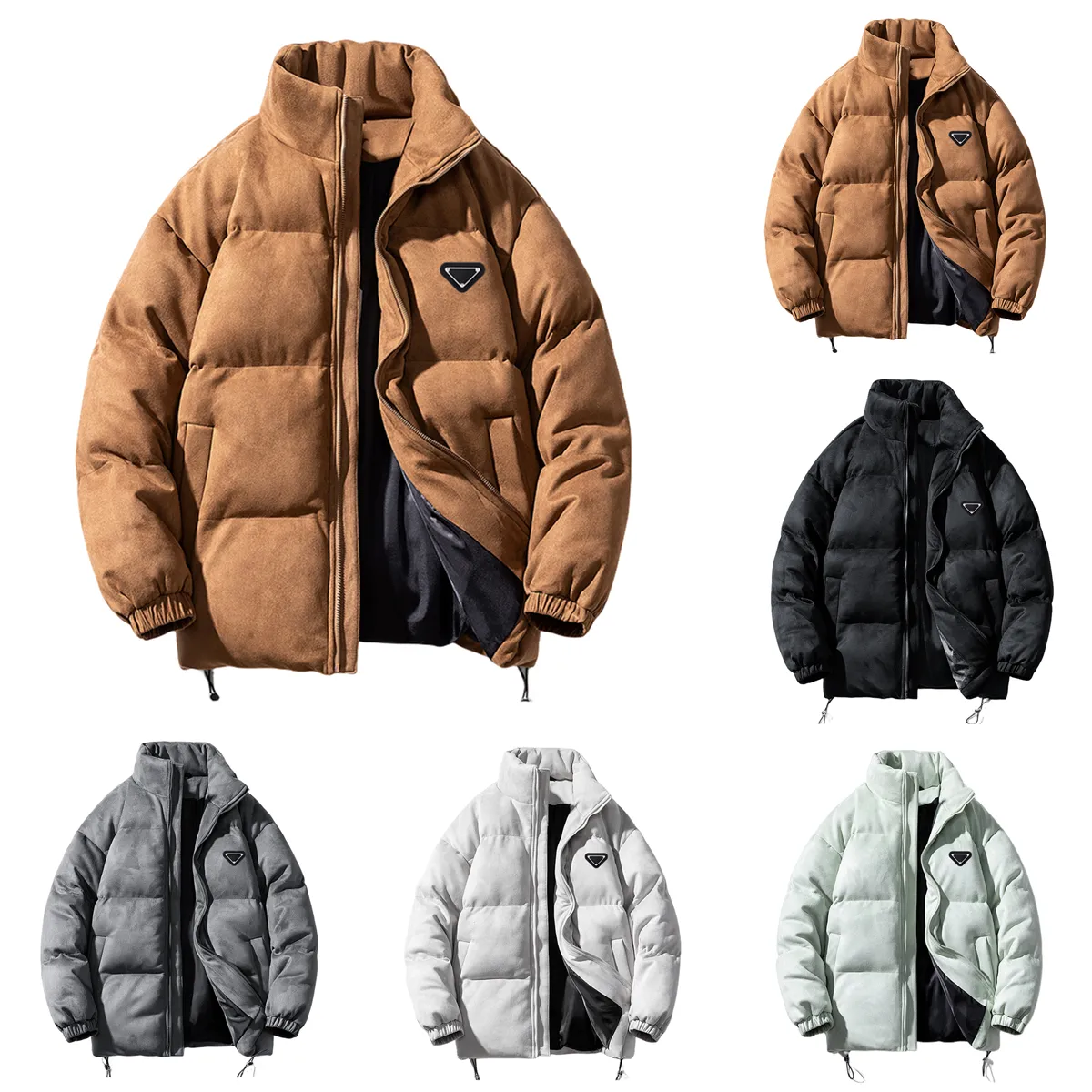 Parada modeontwerper herenjassen 2023 winter nieuwe stijl suède katoenen gewatteerde jas high-end opstaande kraag losse pasvorm broodjas oversized trendy katoenen kleding