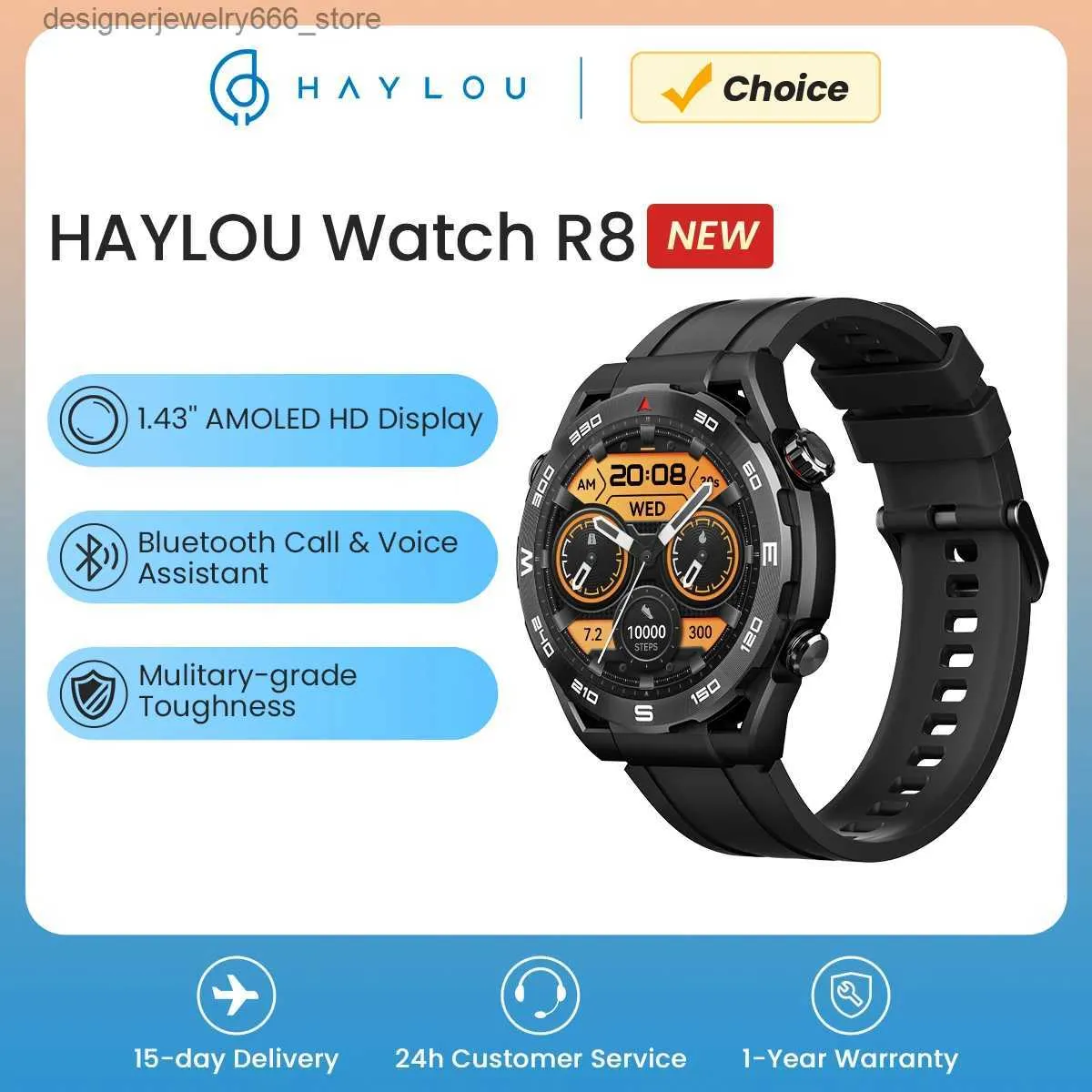 Andere Uhren Haylou R8 Smart 1.43 '' Amoled Display Smart Bluetooth Telefonanruf Mulitierqualität Zähigkeit intelligent ES für Männer Q231204