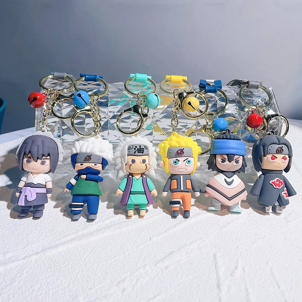 Party Favor Anime Naruto Doll Porte-clés Creative PVC Naruto Figure Porte-clés Jouets pour filles et garçons Sac Pendentif Accessoires Cadeau