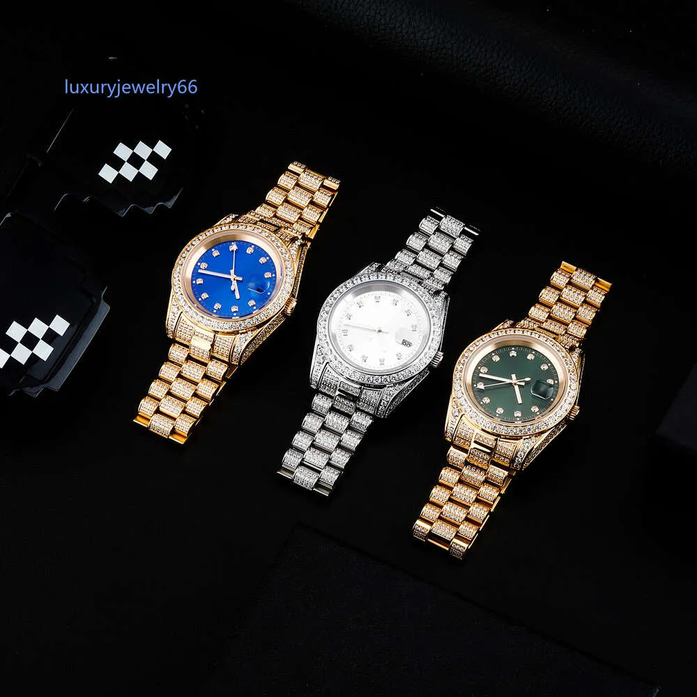 Ristar Jewelry roestvrij staal Iced Out herenhorloge Stalen horlogeband Custom Iced Out Cz Moissanite horloge