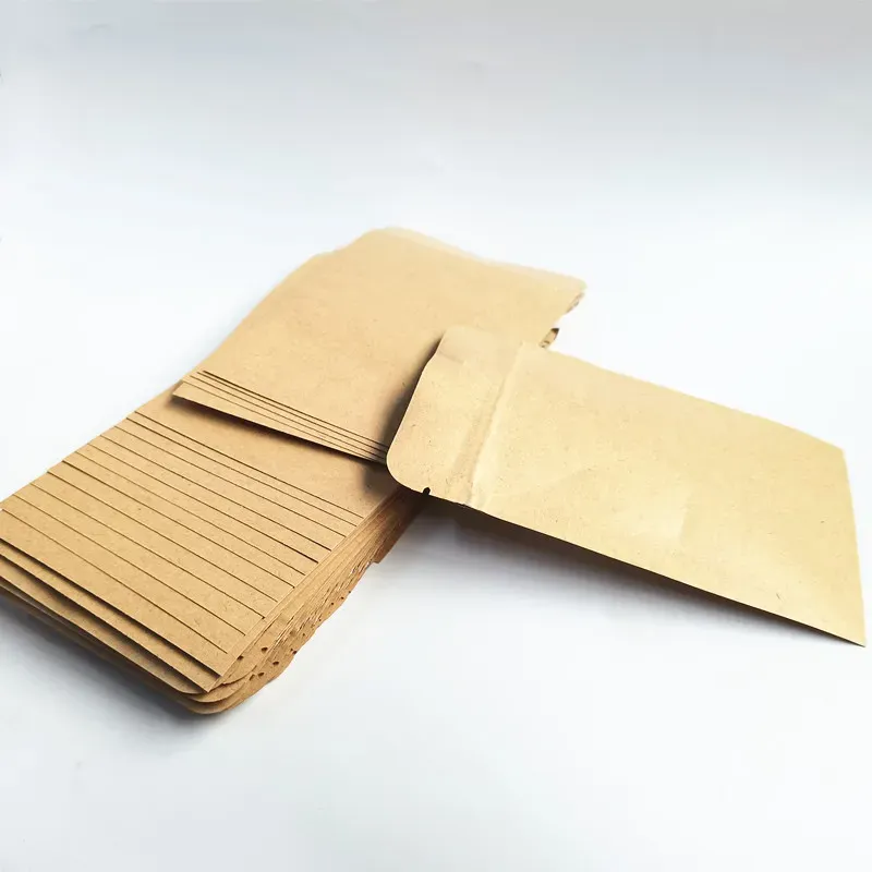 3 Side Seal Metallized Kraft Paper Reclosable bag Aluminum Foil Lined Flat Heat Sealable Food Packing Pouches Bags With Zipper