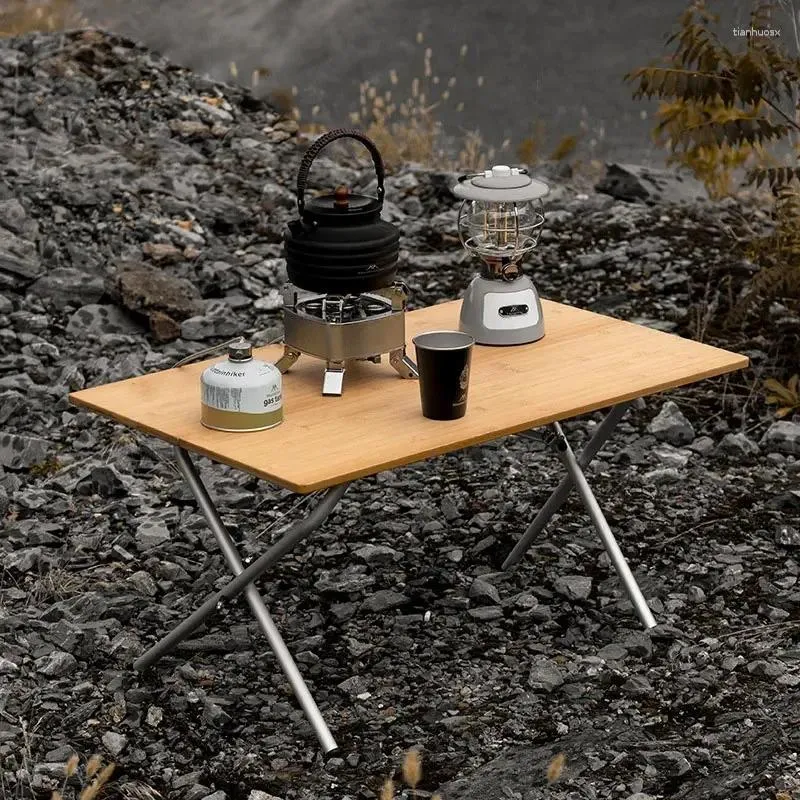 Campmöbler moeye utomhus camping bambu plank bord bärbar picknick vikbar skrivbord aluminium legering vikbar