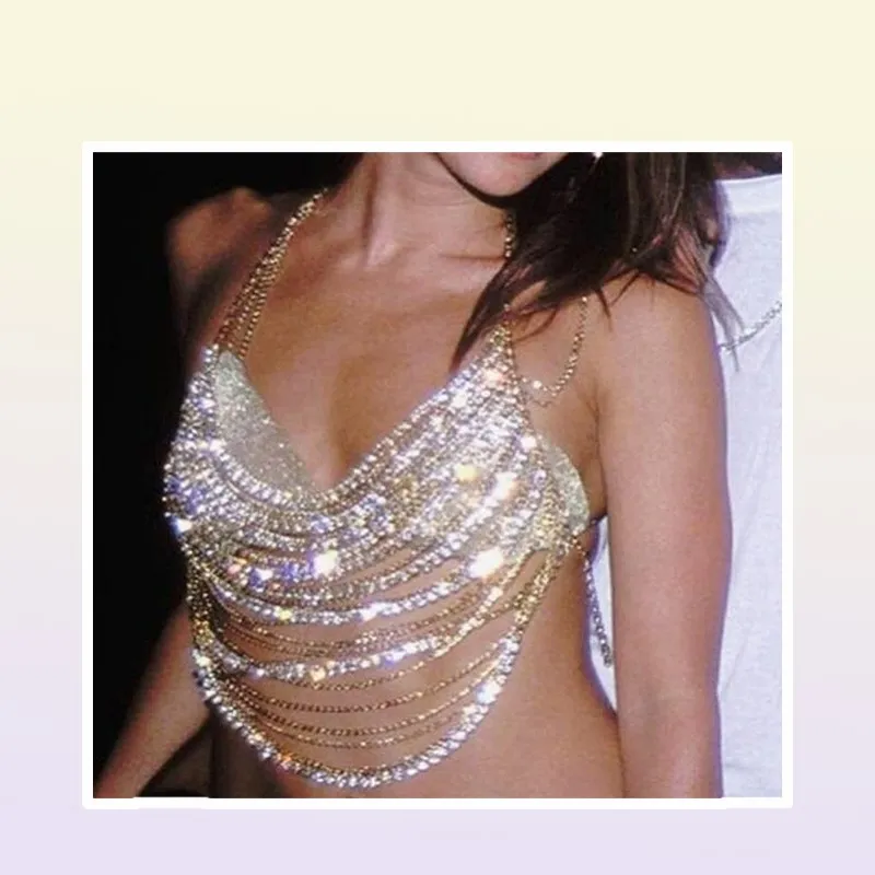 Fashion Shiny Bra Chain summer Sexy Harness Bikini Body Chain Women Jewelry Lady body chain gift whole T2005083426267