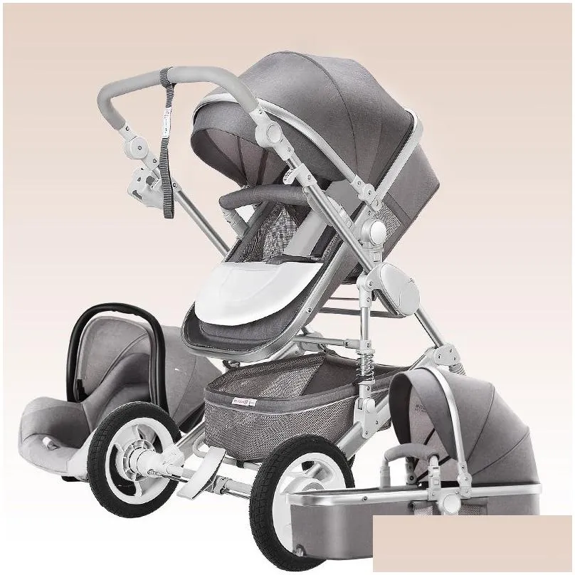 High Landscape Baby Stroller 3 in 1 Hot Mom Stroller Luxury Travel Pram Carriage Basket Baby Car Seat and Carrito