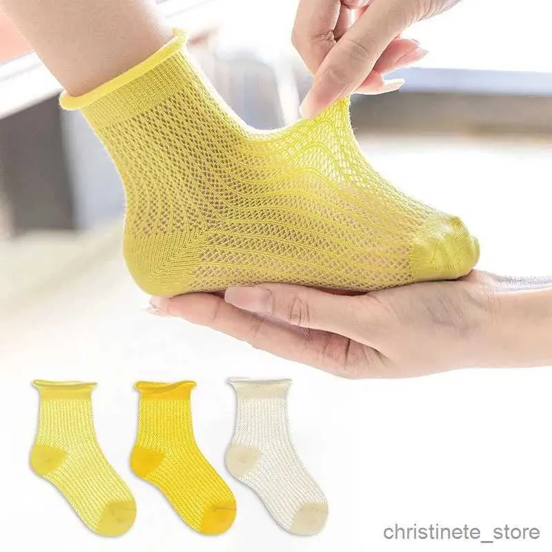 Chaussettes pour enfants 3 paires/lot 3-12Y chaussettes pour enfants été ultra-mince respirant Net chaussettes couleur Pure garçons filles coton chaussettes enfants chaussettes Bobby Sox