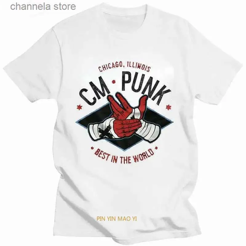 Homens camisetas Clássico Cm Punk Camiseta Homens American Professional Wrestler Homens Espírito Branco T-shirt Verão Manga Curta Homens Roupas Streetwear T231204