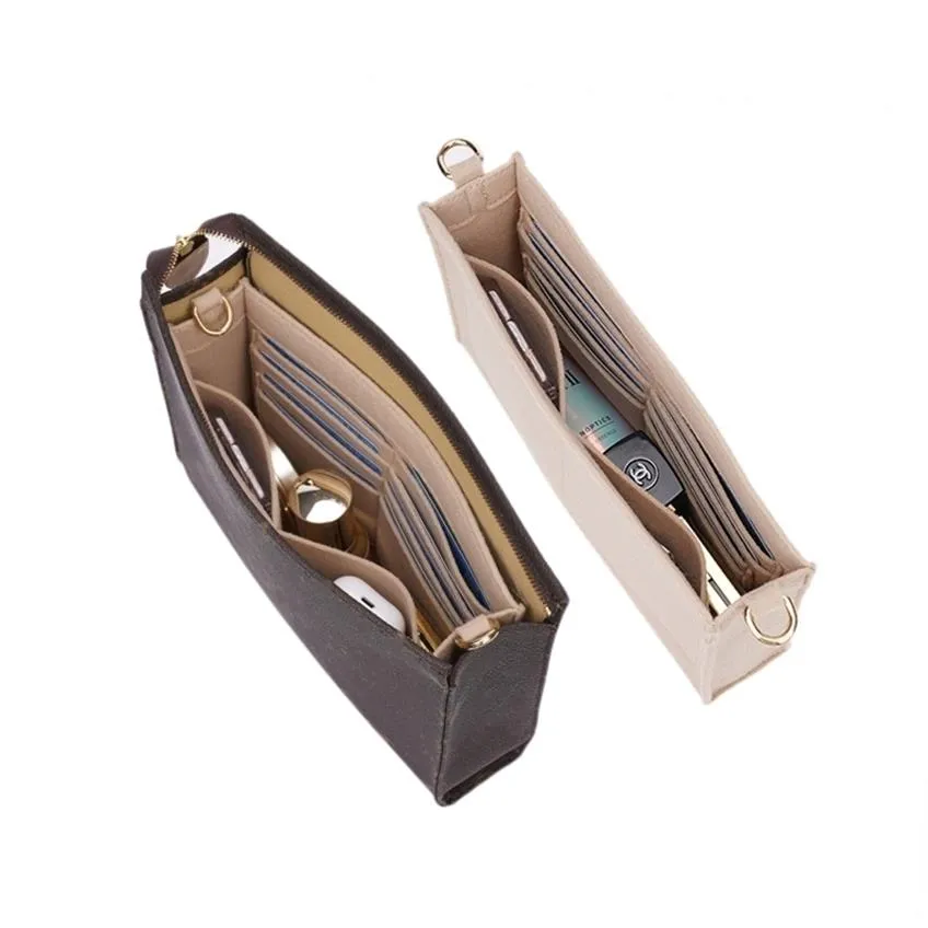 Чехлы для косметичек с фетровой вставкой-органайзером, сумка-тоут, идеально подходит для брендовых женских клатчей, вкладыш для POCHE TOILETTE 2191