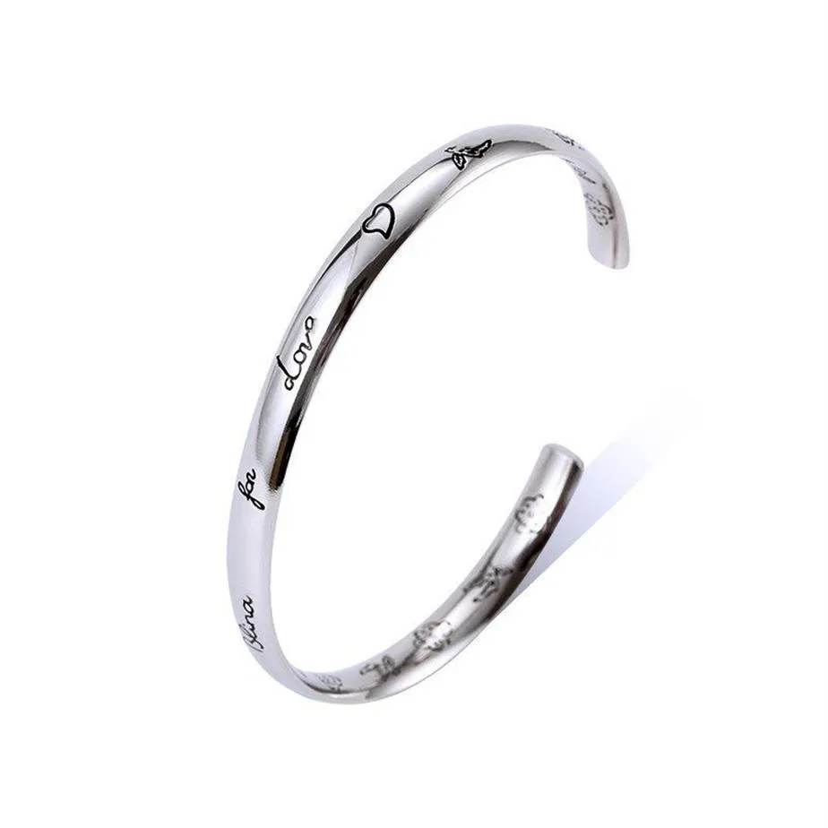 coppia G Bangle donna uomo in acciaio inossidabile aperto C braccialetto gioielli moda regalo di San Valentino per accessori fidanzata intero276w