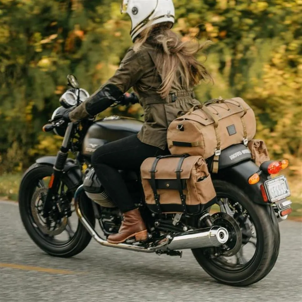 Torby na motocykl plecak na płótnie Wodoodporna torba jeźdźca sprzęt jazdy na tylnym siedzeniu bagaż przewożony 246n
