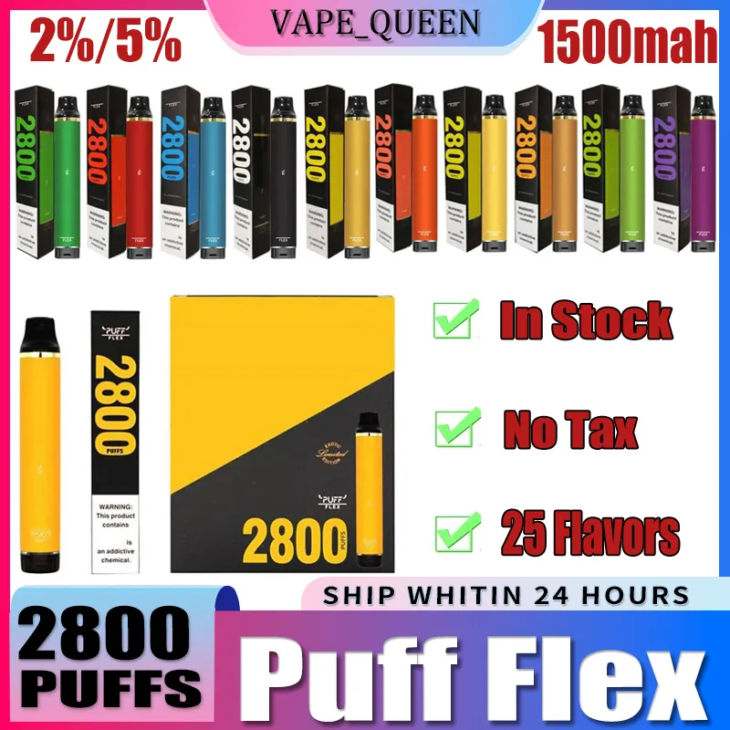 Puff Flex 2800 puff 2800 disposable e cigarettes vape desechable pods device kits 1500mAh battery pre-filled 10ml vaporizer vaper Bars