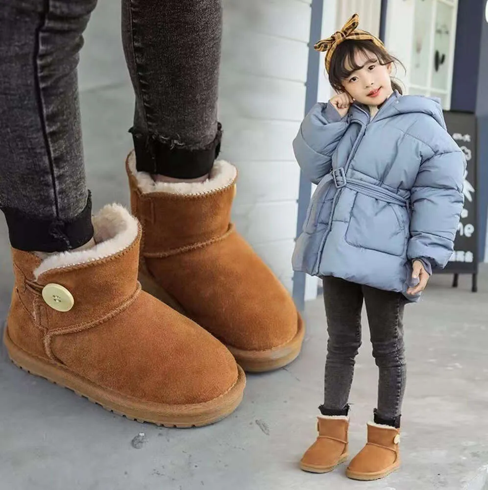 UG G Crianças Criança Bota de Inverno Tazz Sapatos de Bebê Tamanho Juvenil EUR28-35 Mostarda Chesut Fur Slides Pele de Carneiro Shearling Clássico Ultra Mini Mules de Inverno Slip-on Lã