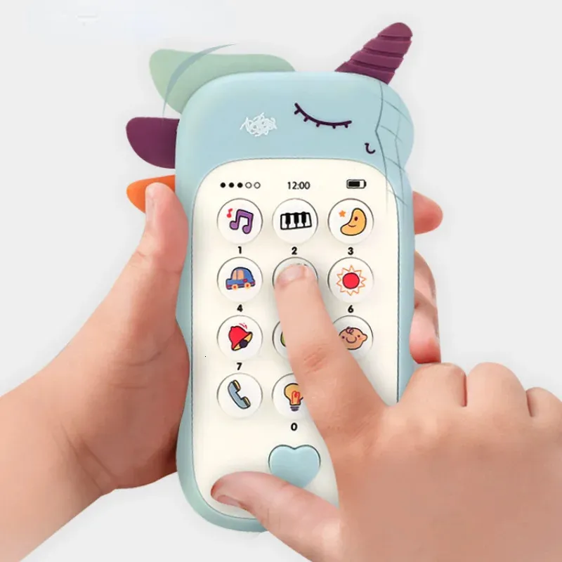 Leksakstelefoner baby telefon leksaksmusik ljud telefon sov leksaker med teether simulering telefon barn spädbarn tidig utbildning leksak barn gåvor 231204