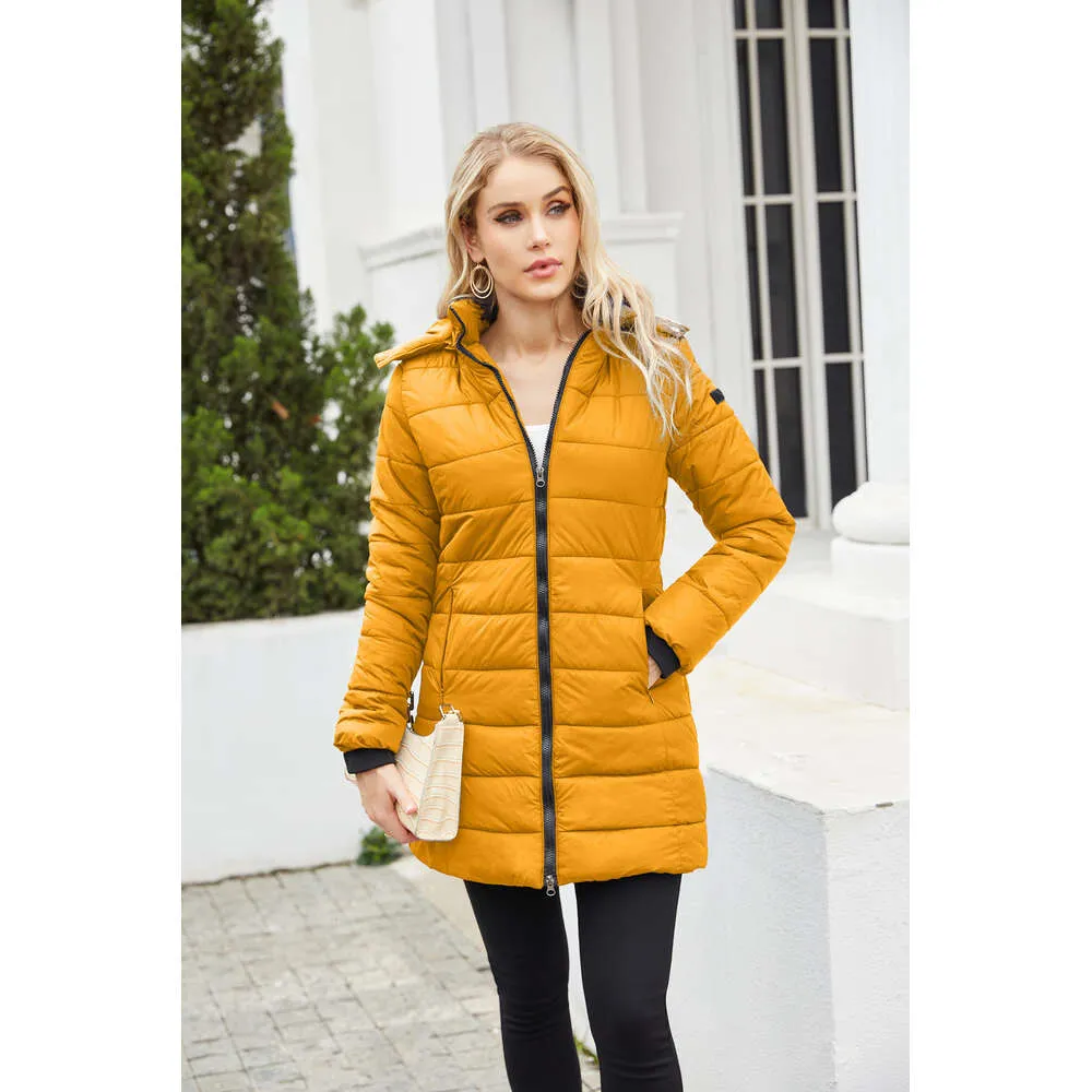 Puffer Coat 2023 New Waterproof Detachable Hat Long Sleeve Winter Warm Cotton Coat for Women 620