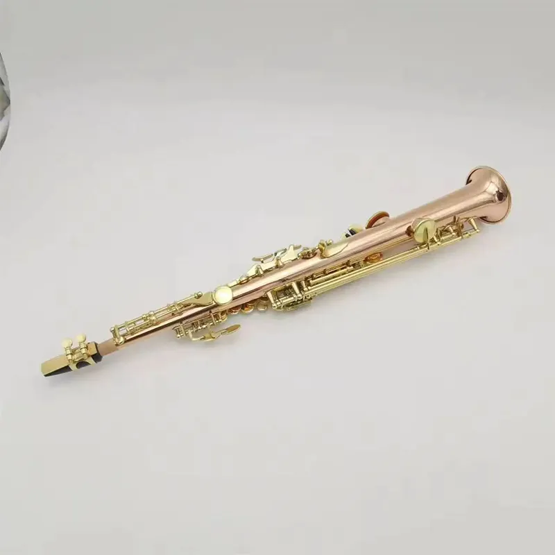 Sassofono soprano mi bemolle dritto corpo laccato oro strumento musicale professionale con custodia accessori
