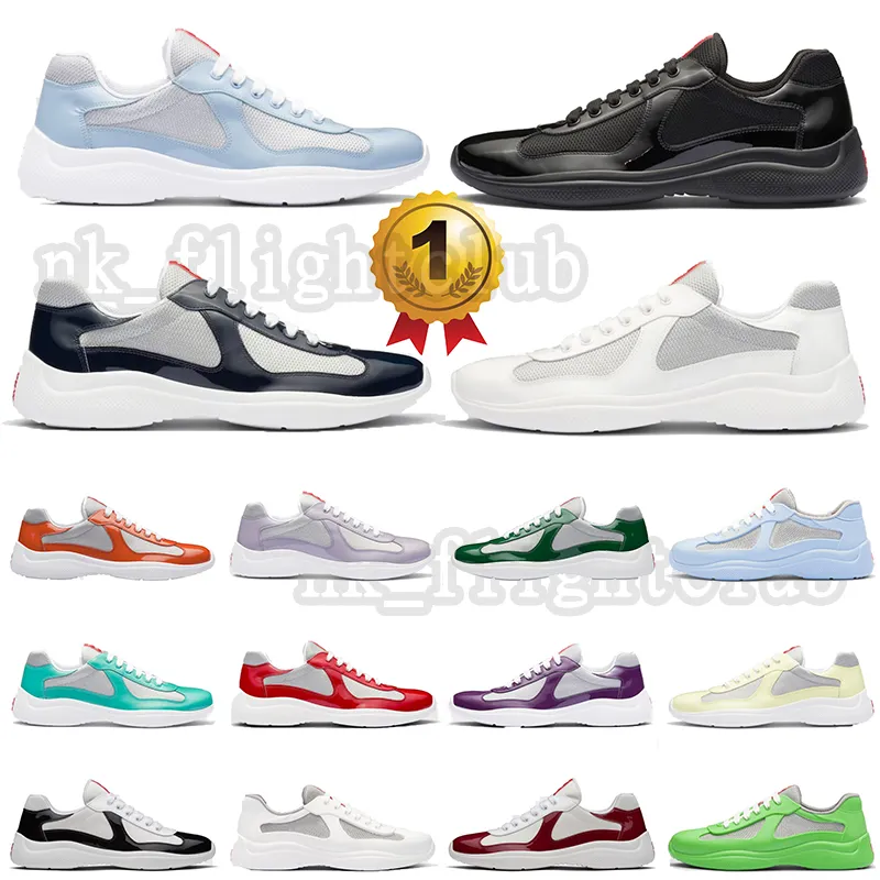 2024 Americas Cup Shoes America Designer läder sneakers patent läder platt tränare svart mesh snörning utomhus löpare tränare sportskor dhgate plattform 38-46