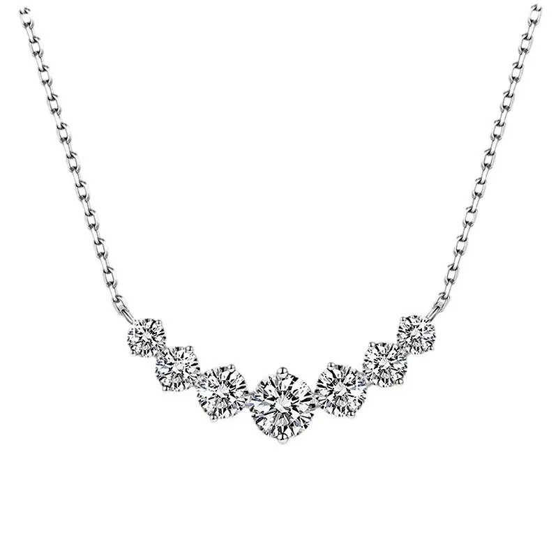 قلادة Moissanite S925 Silver Clavicle Chain Women's Necklace Conslace Minivary Gift