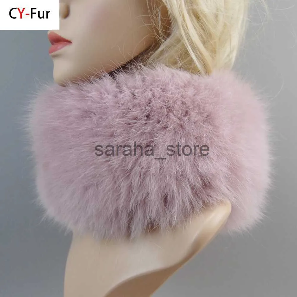 Schals 2023 Neue Gute Elastische Gestrickte Echte echte Fuchs Pelz RScarves Warme Fuchs Pelz Stirnband Frauen Winter Mode Echten Fuchs Pelz schal J231204